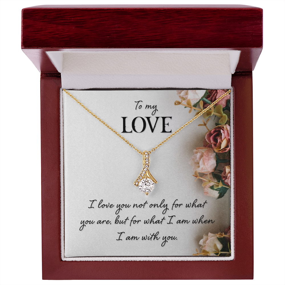 To My Love Beauty Necklace - Endless Love Gifts Jewelry Mahogany Box with LED Spotlight / 18K Yellow Gold Finish