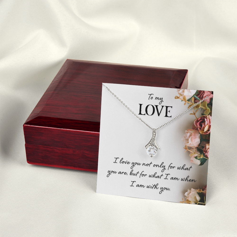 To My Love Beauty Necklace - Endless Love Gifts Jewelry Mahogany Box with LED Spotlight / 18K Yellow Gold Finish