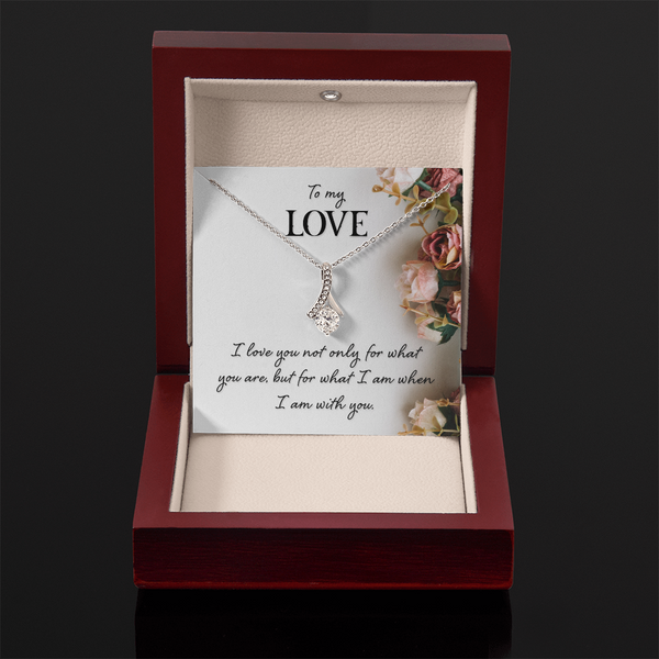 To My Love Beauty Necklace - Endless Love Gifts Jewelry Mahogany Box with LED Spotlight / 18K Yellow Gold Finish