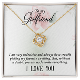 I Love you Girlfriend Necklace - Endless Love Gifts Jewelry 18K Yellow Gold Finish / Standard Box