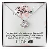 I Love you Girlfriend Necklace - Endless Love Gifts Jewelry 14K White Gold Finish / Standard Box