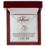 I Love you Girlfriend Necklace - Endless Love Gifts Jewelry 14K White Gold Finish / Mahogany Box with LED Spotlight