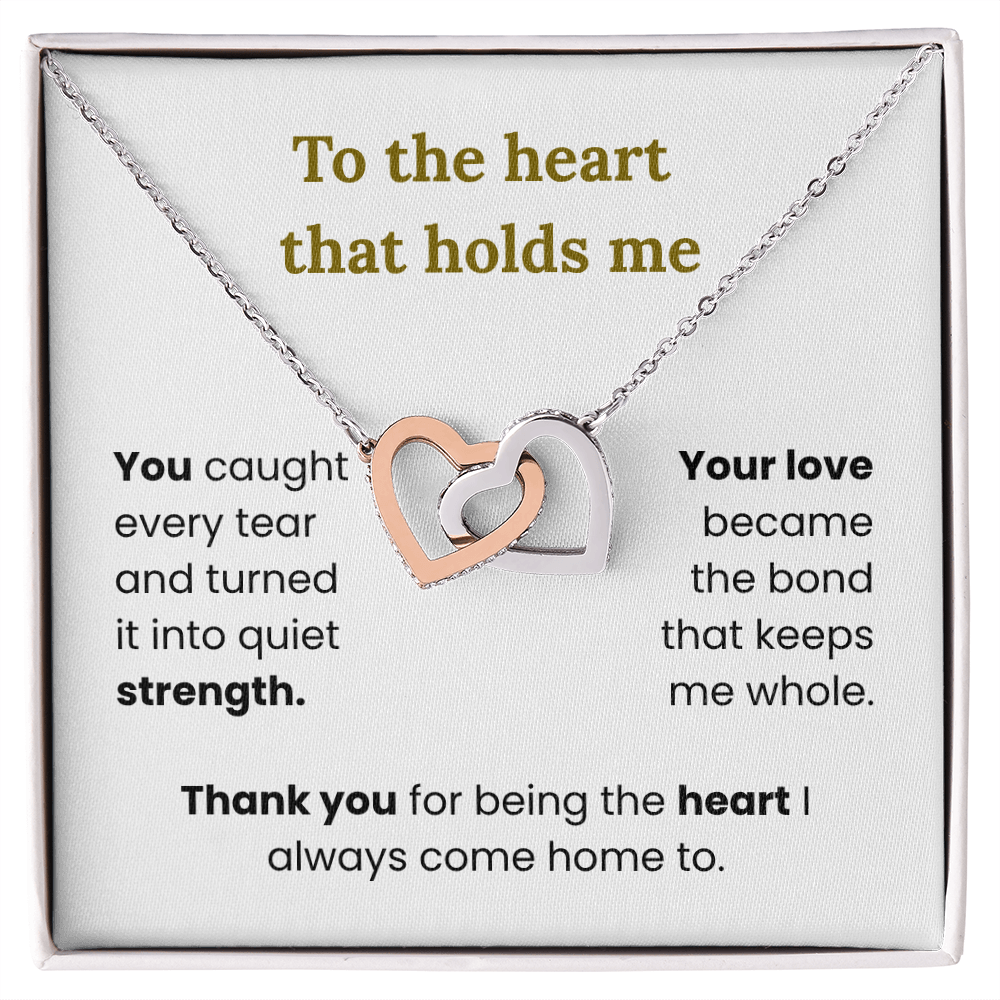 To the Heart That Holds Me – Interlocking Hearts Necklace for Mom