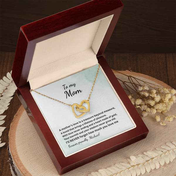 Interlocking Hearts Necklace – Gift for Mom - PawsMartOnline Jewelry 14k White Gold Finish / Standard Box
