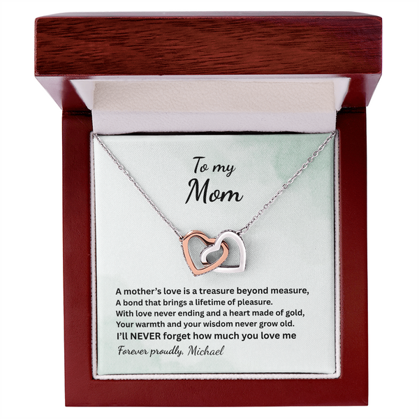 Interlocking Hearts Necklace – Gift for Mom - PawsMartOnline Jewelry 14k White Gold Finish / Luxury Box