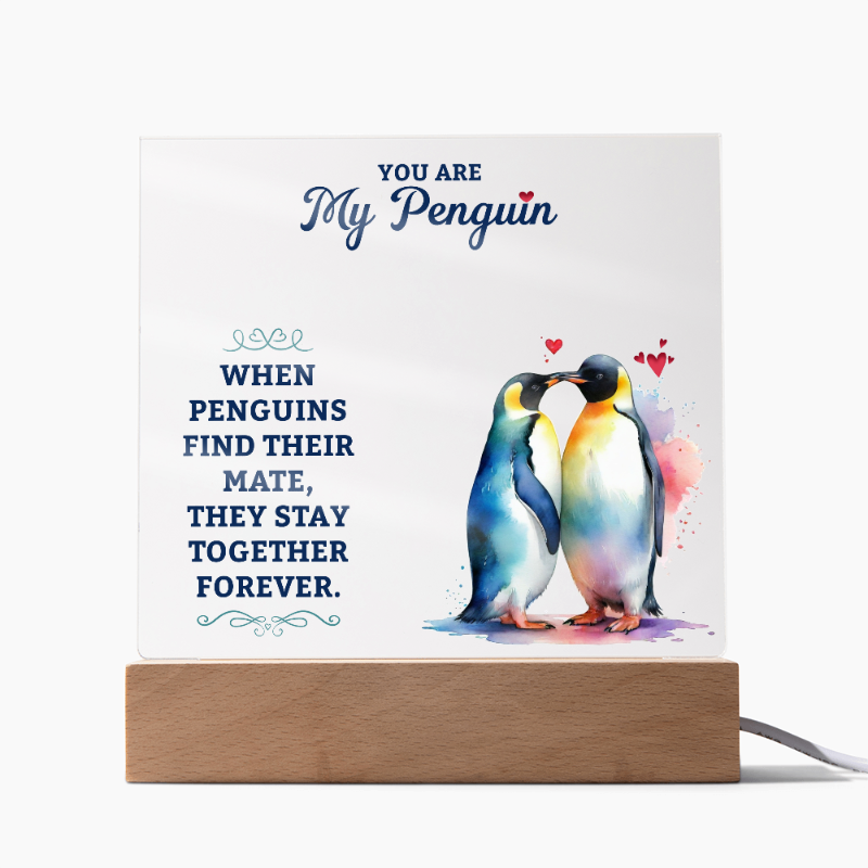 My Penguin Printed Acrylic Plaque - PawsMartOnline Jewelry Wooden LED Base (Cord)