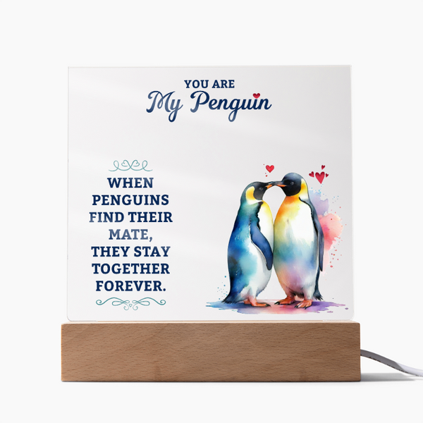 My Penguin Printed Acrylic Plaque - PawsMartOnline Jewelry Wooden LED Base (Cord)