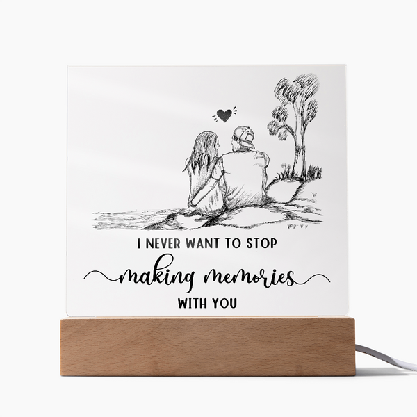Making Memories Square Plaque - Endless Love Gifts Jewelry Wooden LED Base (Cord)
