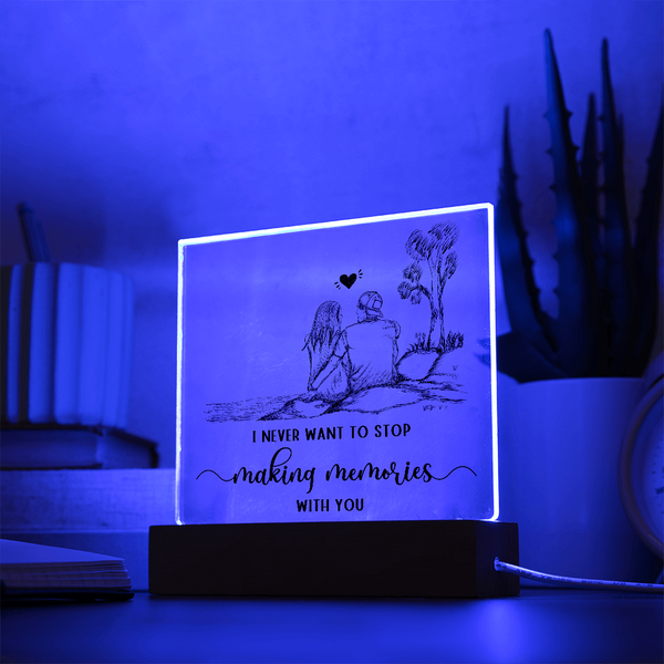 Making Memories Square Plaque - Endless Love Gifts Jewelry Wooden LED Base (Battery)