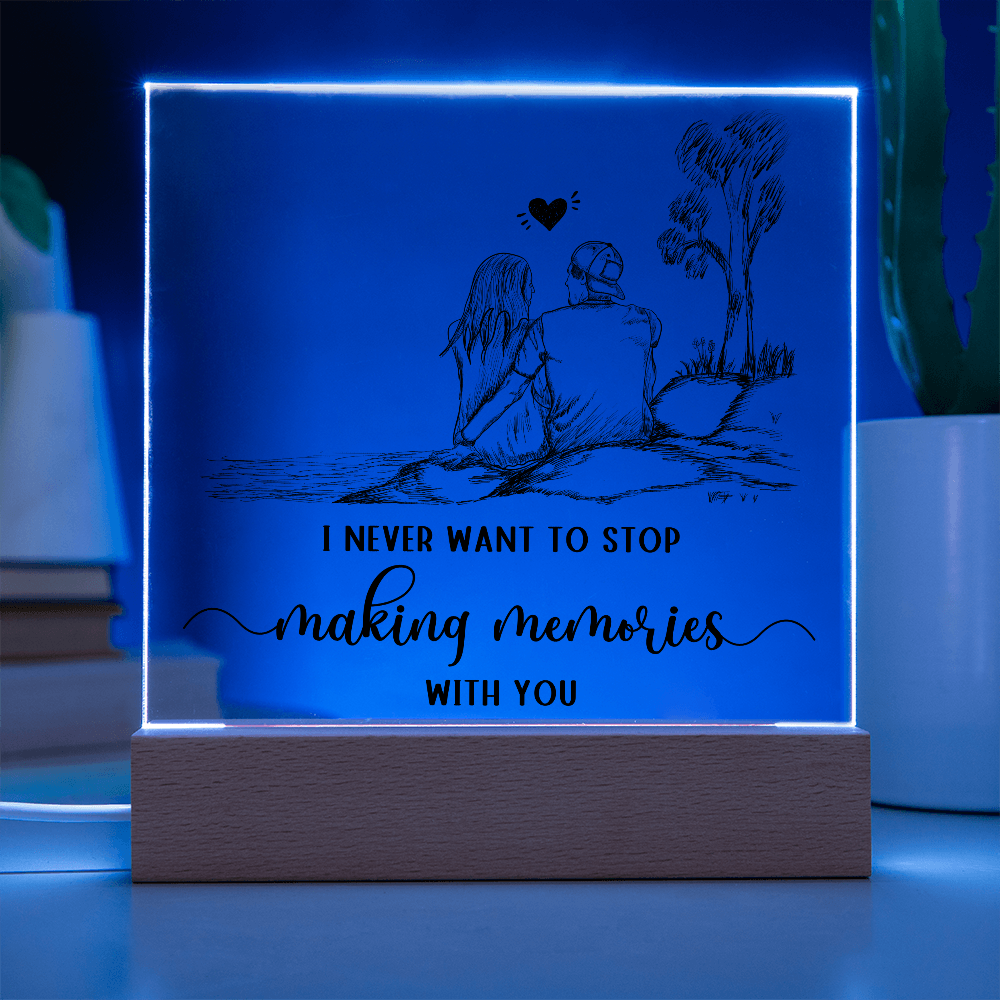 Making Memories Square Plaque - Endless Love Gifts Jewelry Wooden LED Base (Battery)