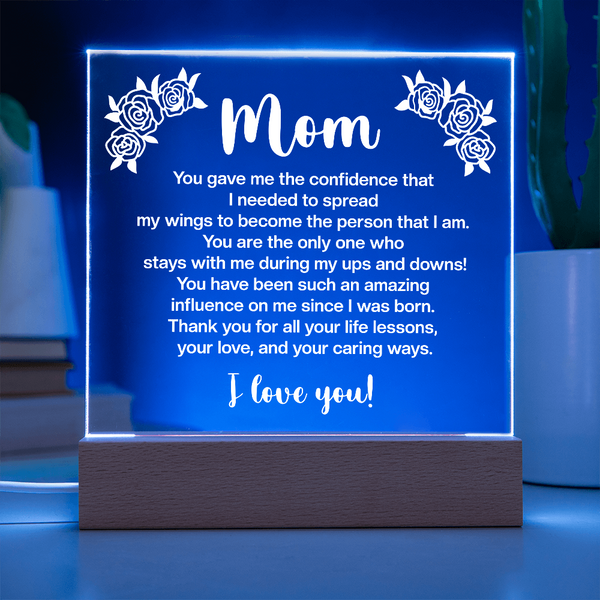 Mom’s Love & Wisdom LED Acrylic Plaque - Endless Love Gifts Jewelry Battery Powered LED Base