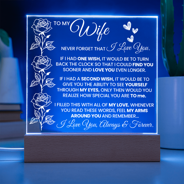 Elegant Acrylic Plaque – Gift for Your Wife - Endless Love Gifts Jewelry Battery Powered LED Base