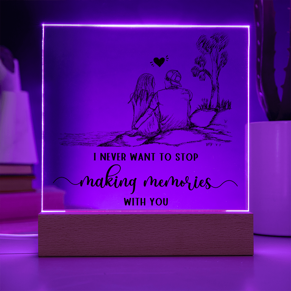 Making Memories Square Plaque - Endless Love Gifts Jewelry Wooden LED Base (Battery)