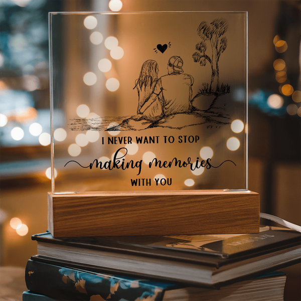 Making Memories Square Plaque - Endless Love Gifts Jewelry Wooden LED Base (Battery)
