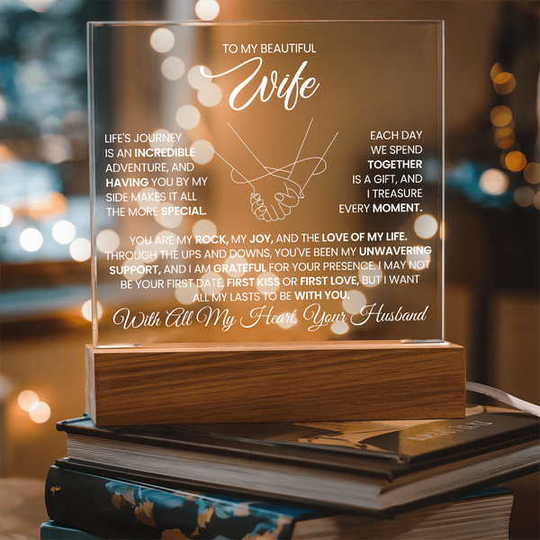 Heartfelt Gift for Your Wife – Elegant Acrylic Plaque - Endless Love Gifts Jewelry Battery Powered LED Base