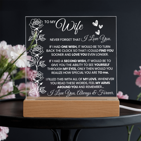 Elegant Acrylic Plaque – Gift for Your Wife - Endless Love Gifts Jewelry Corded LED Base