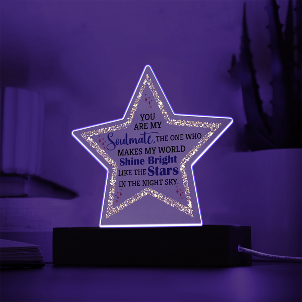 Soulmate Star Plaque - PawsMartOnline Jewelry Wooden LED Base (Battery)
