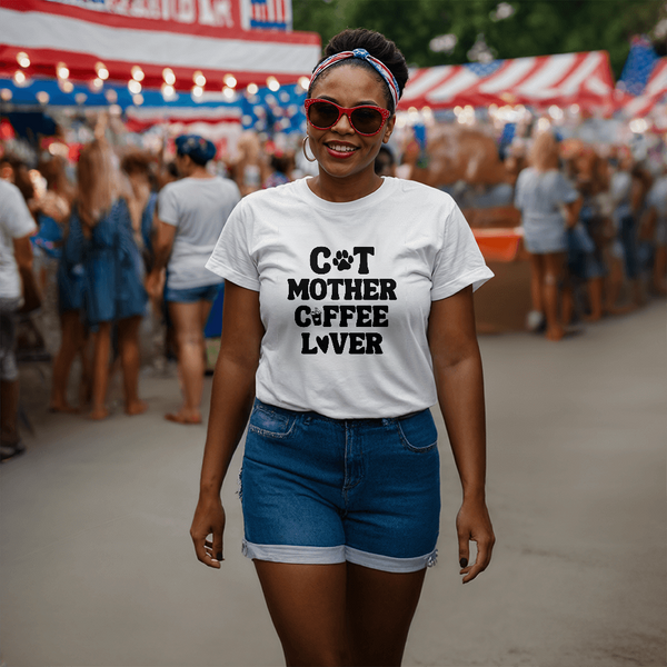 Coffee Lover T-Shirt – Gifts for Cat Lovers & Coffee Enthusiasts - Endless Love Gifts Jewelry White / XS
