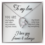 To My Love Heart Necklace - PawsMartOnline Jewelry Standard Box / 14k White Gold Finish