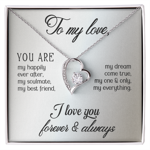 To My Love Heart Necklace - PawsMartOnline Jewelry Standard Box / 14k White Gold Finish