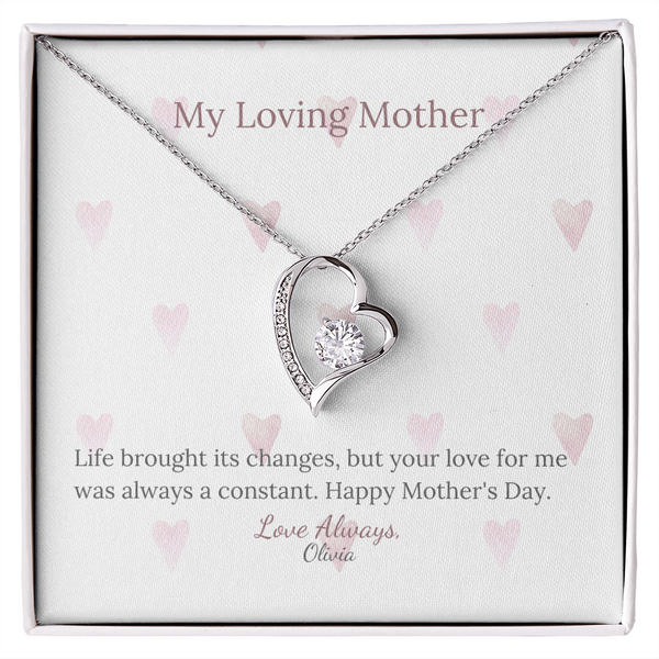 Heartfelt Mother's Day Gift – Forever Love Necklace with Custom Name - PawsMartOnline Jewelry 14k White Gold Finish / Mahogany W/ LED Spotlight