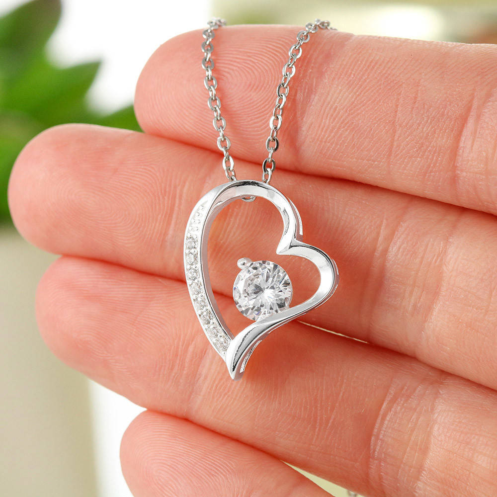 Heartfelt Mother's Day Gift – Forever Love Necklace with Custom Name - PawsMartOnline Jewelry 14k White Gold Finish / Mahogany W/ LED Spotlight