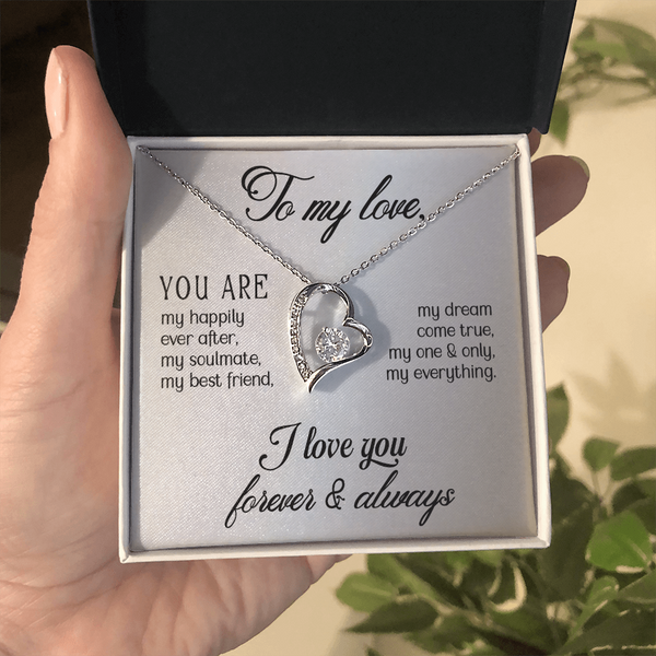 To My Love Heart Necklace - PawsMartOnline Jewelry Mahogany Box with LED Spotlight / 18k Yellow Gold Finish