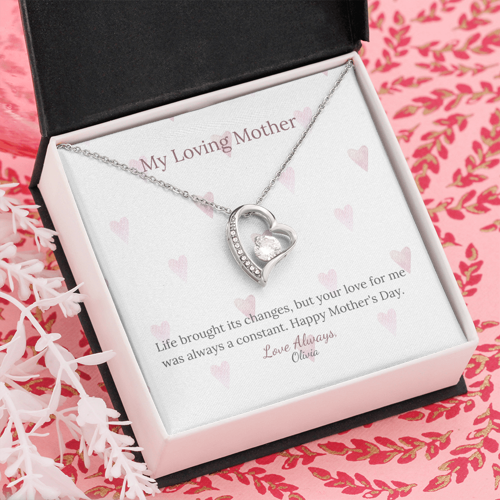 Heartfelt Mother's Day Gift – Forever Love Necklace with Custom Name - PawsMartOnline Jewelry 14k White Gold Finish / Standard Box