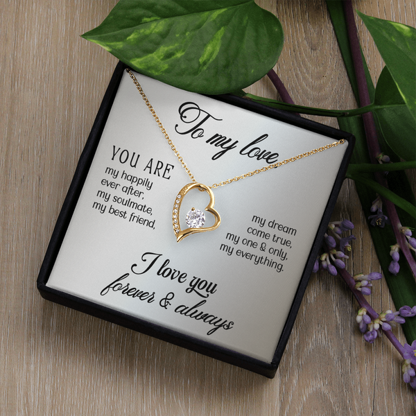 To My Love Heart Necklace - PawsMartOnline Jewelry Mahogany Box with LED Spotlight / 18k Yellow Gold Finish