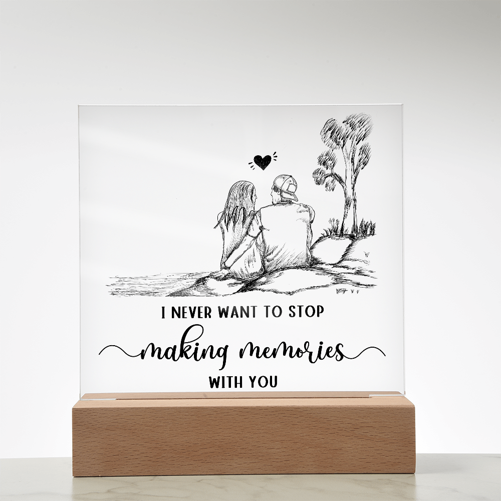 Making Memories Square Plaque - Endless Love Gifts Jewelry Wooden LED Base (Battery)