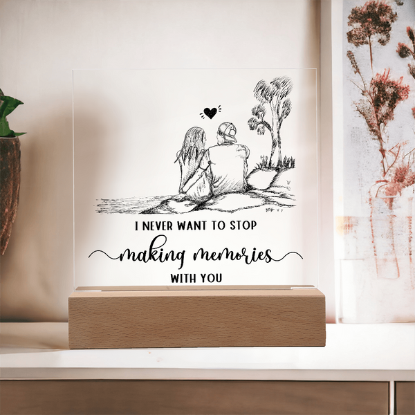 Making Memories Square Plaque - Endless Love Gifts Jewelry Wooden LED Base (Battery)