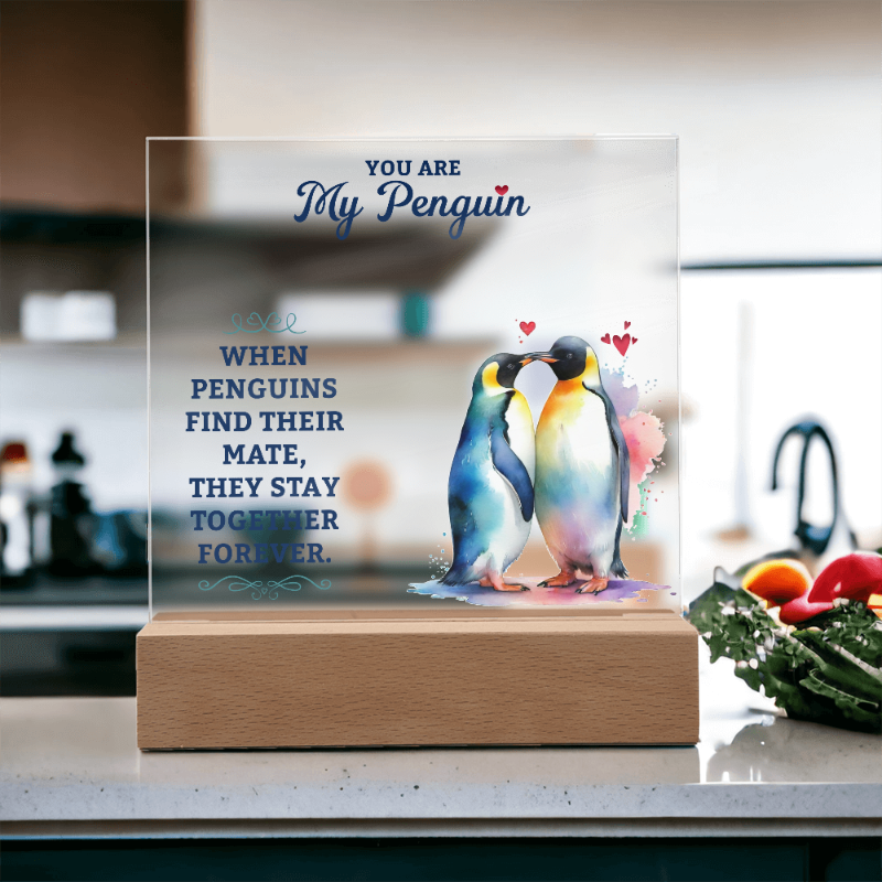 My Penguin Printed Acrylic Plaque - PawsMartOnline Jewelry Wooden LED Base (Battery)