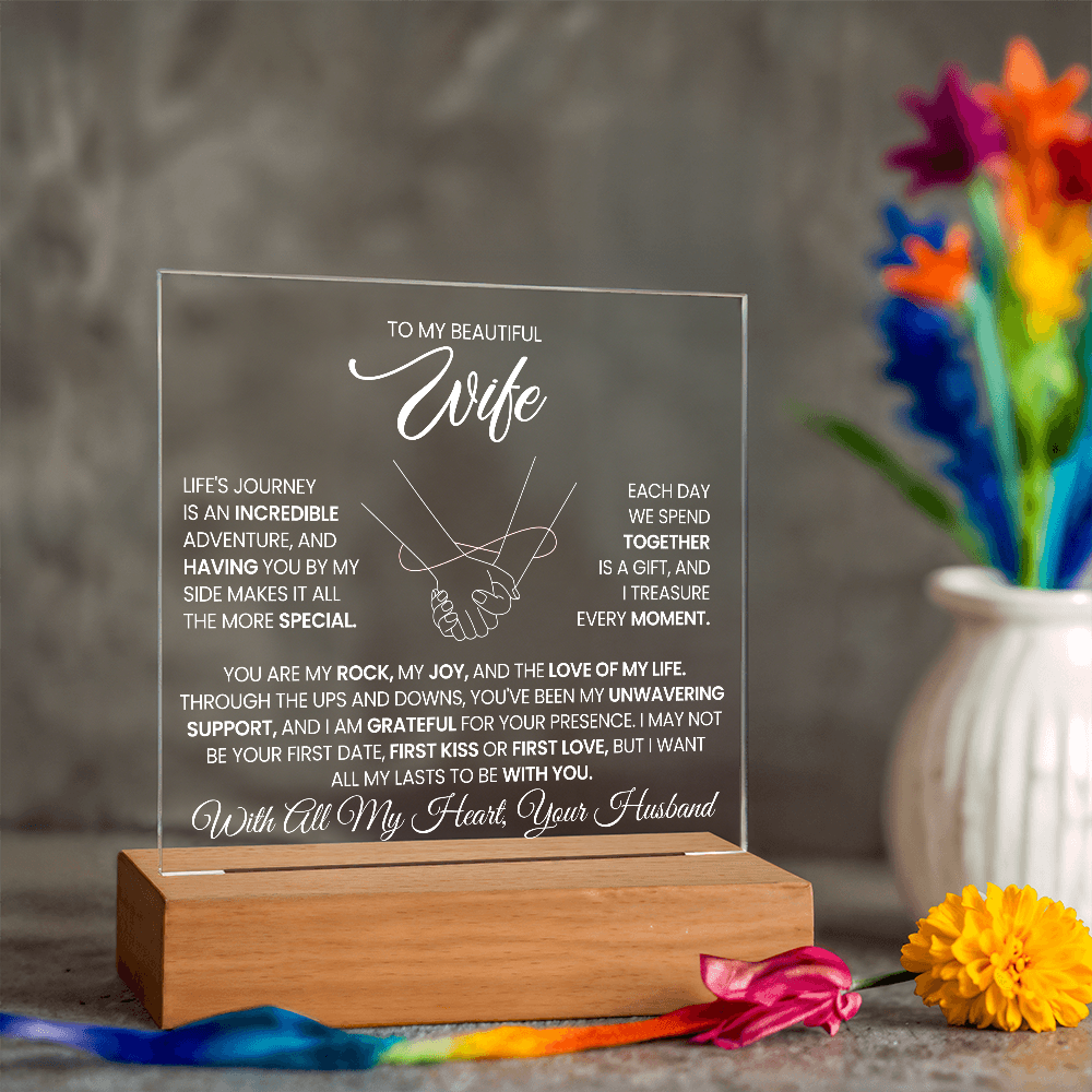Heartfelt Gift for Your Wife – Elegant Acrylic Plaque - Endless Love Gifts Jewelry Battery Powered LED Base
