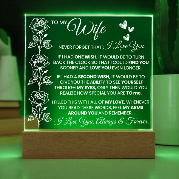 Elegant Acrylic Plaque – Gift for Your Wife - Endless Love Gifts Jewelry Battery Powered LED Base