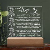 Elegant Acrylic Plaque – Gift for Your Wife - Endless Love Gifts Jewelry Battery Powered LED Base