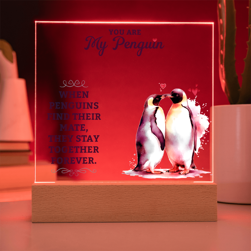 My Penguin Printed Acrylic Plaque - PawsMartOnline Jewelry Wooden LED Base (Battery)