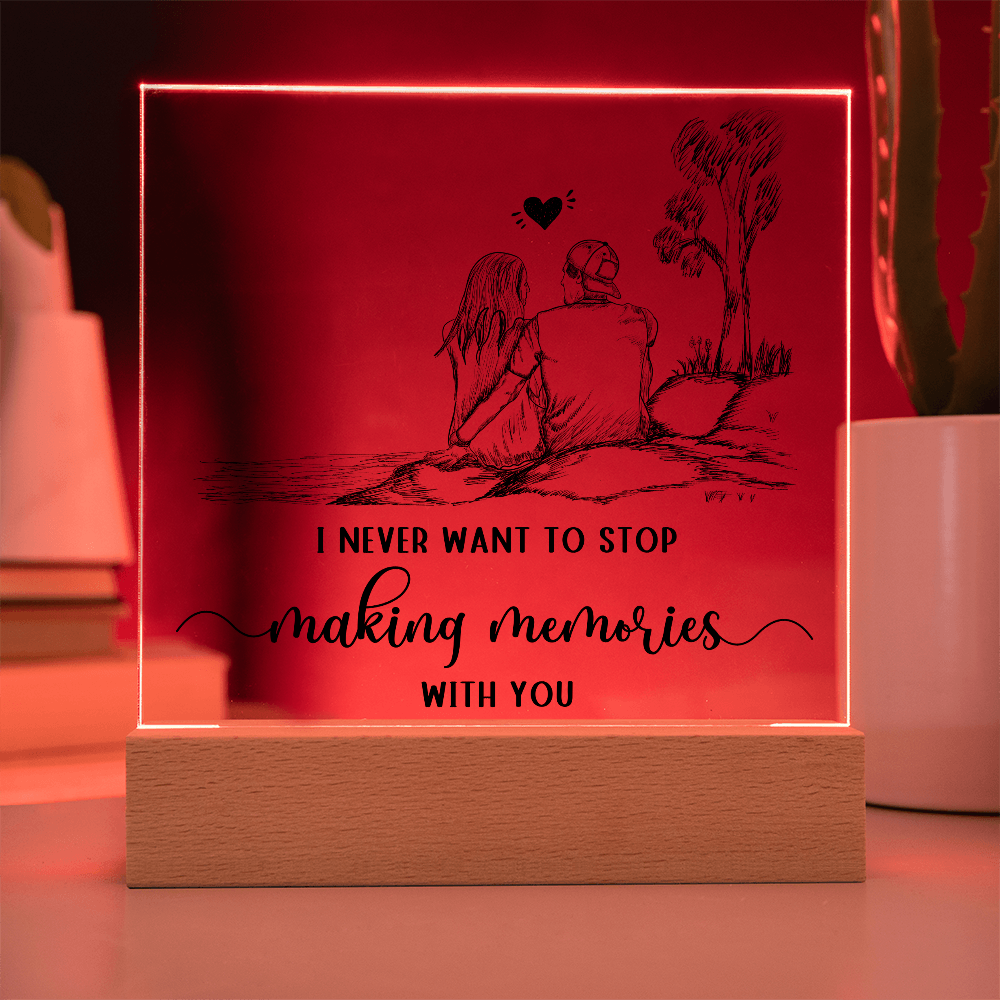 Making Memories Square Plaque - Endless Love Gifts Jewelry Wooden LED Base (Battery)