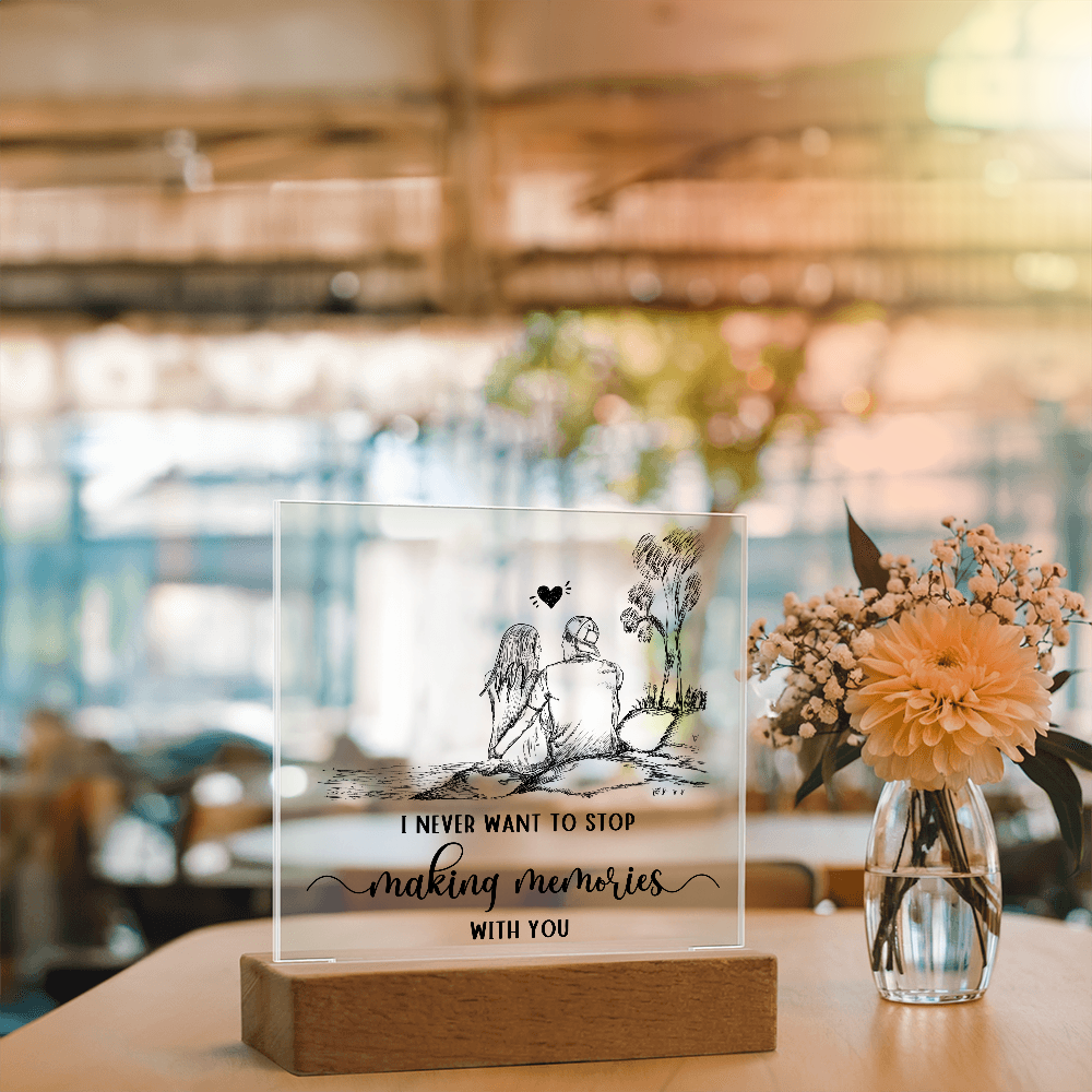 Making Memories Square Plaque - Endless Love Gifts Jewelry Wooden LED Base (Battery)