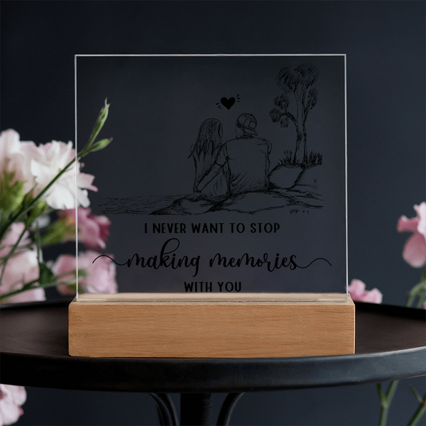 Making Memories Square Plaque - Endless Love Gifts Jewelry Wooden LED Base (Battery)