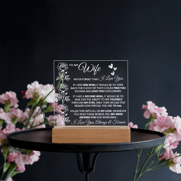Elegant Acrylic Plaque – Gift for Your Wife - Endless Love Gifts Jewelry Battery Powered LED Base