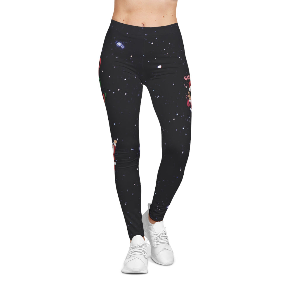 Black leggings with star pattern worn by a person on a white background