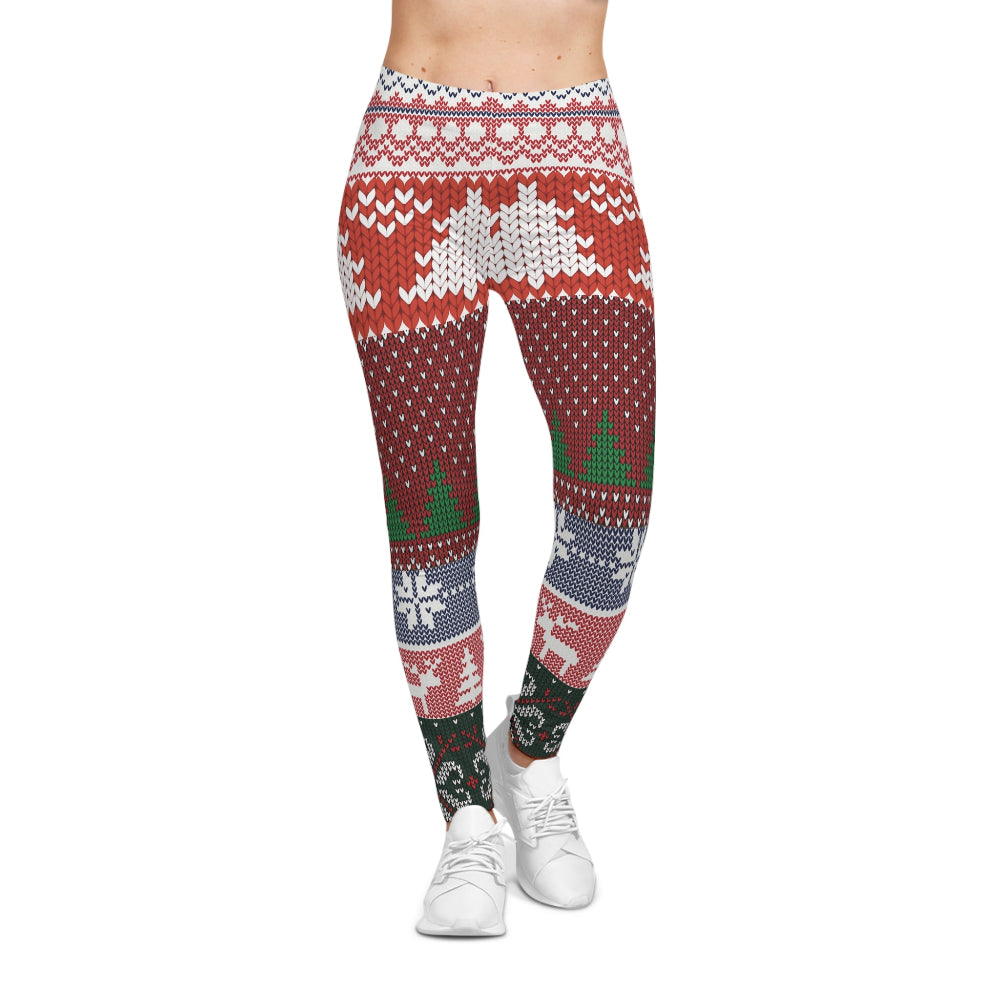 Leggings with Christmas pattern on a white background