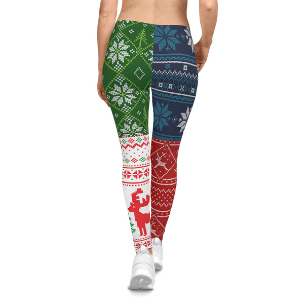 Leggings with festive pattern on a white background