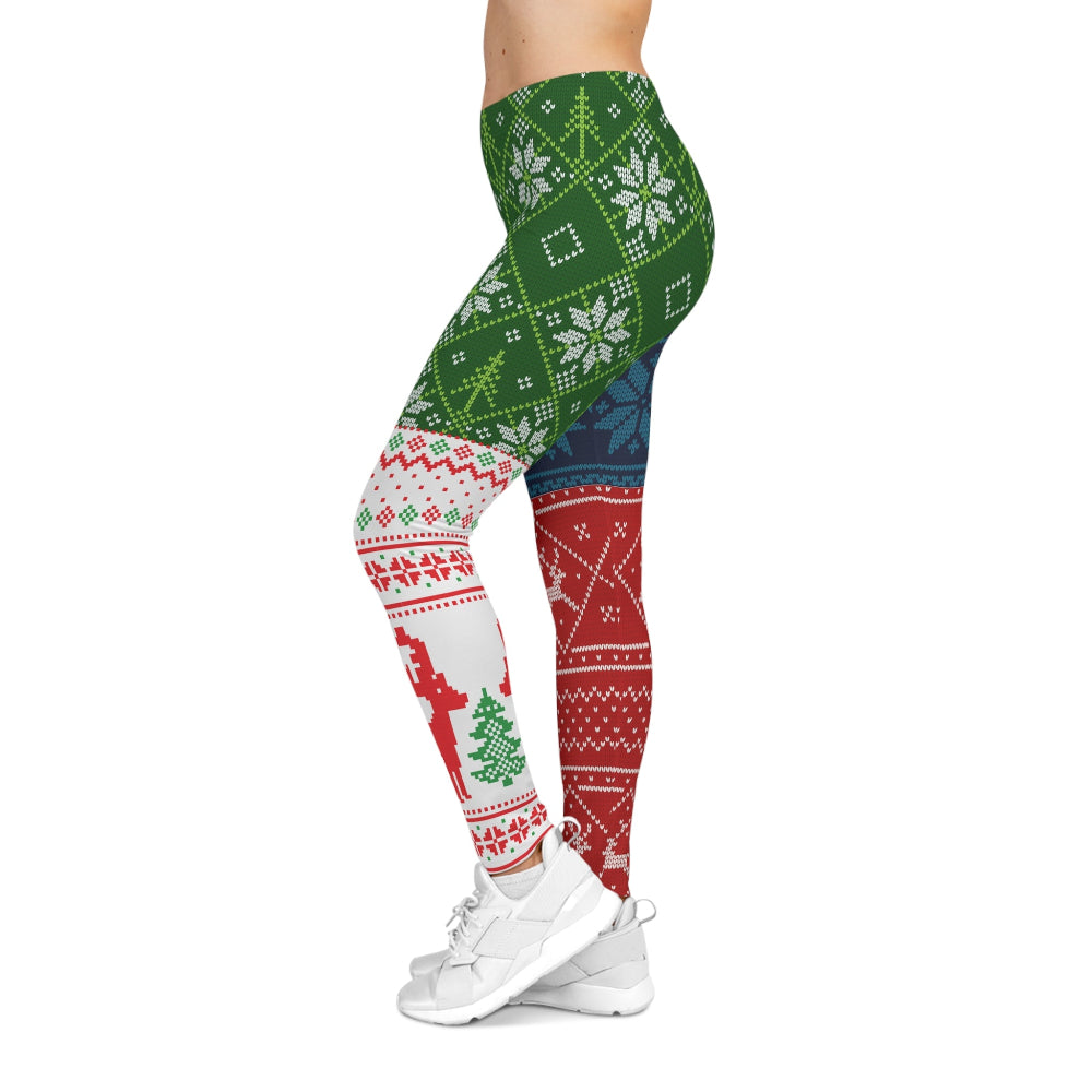 Leggings with festive pattern on a white background