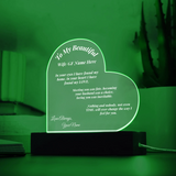Acrylic Heart Shape Plaque with Green light