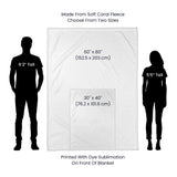Measurement chart showing a blanket size with two silhouettes of people for scale.
