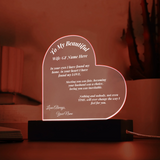 Acrylic Heart Shape Acrylic Plauqe With Red light