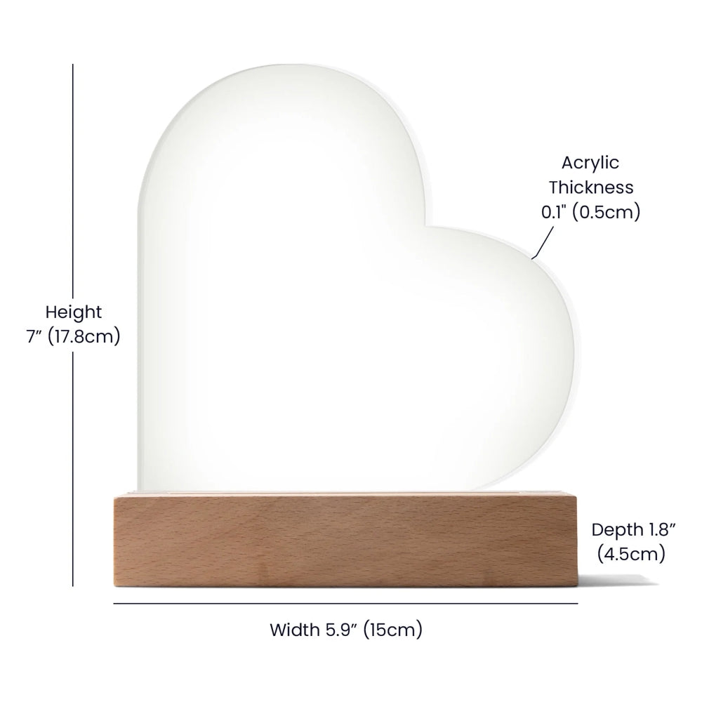 spec for heart shape acrylic plaque