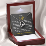 white gold forever love necklace in wooden style gift box with LED light