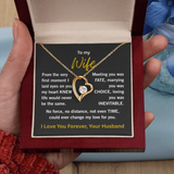 yellow gold forever love necklace in wooden gift box